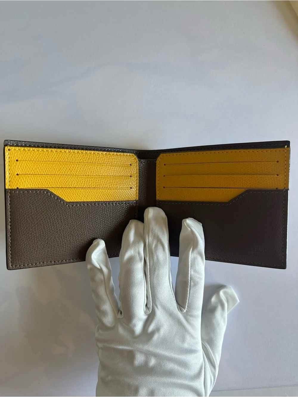 Fendi Roma FF Monogram Yellow Logo Bifold Wallet NWT Dust Bag